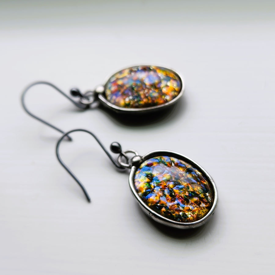 Multicolored Quality Glass Opal Earrings