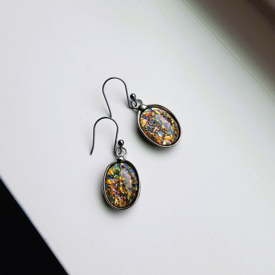 Multicolored Quality Glass Opal Earrings