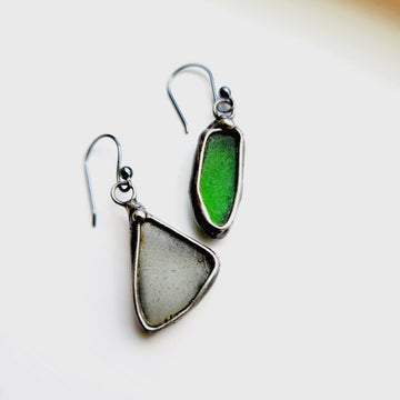 Authentic Beach Glass Earrings, Mix Match Earrings