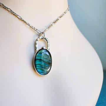 Super Flashy Large Blue Labradorite Pendant Necklace