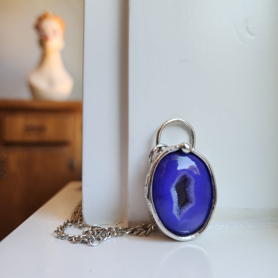 Purple Druzy Agate Necklace