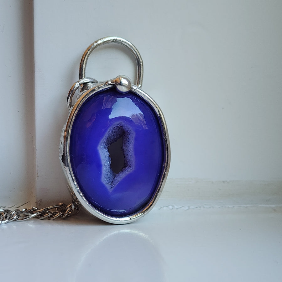 Purple Druzy Agate Necklace