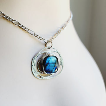 Labradorite Pendant, Blue & Green Flash