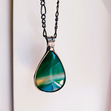 Green with Copper Flash Agate Pendant