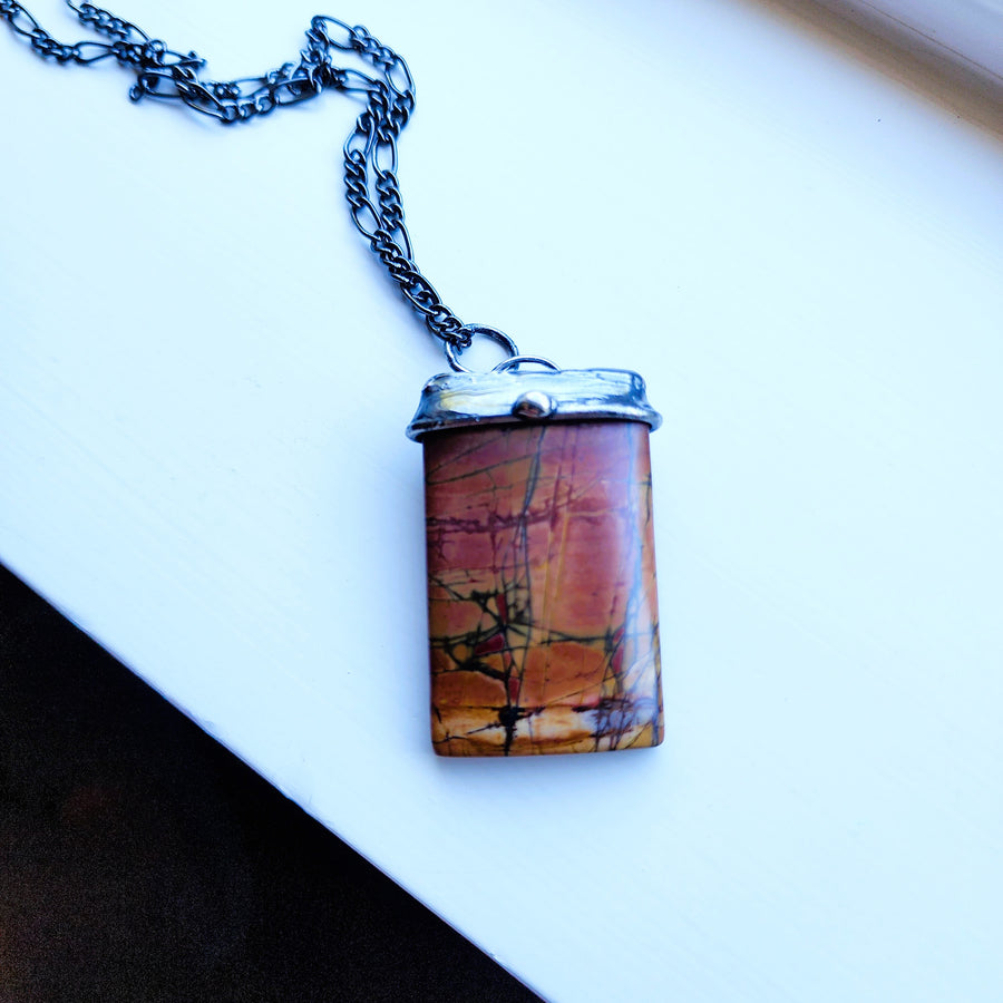 Large Autumn Colors Pendant Necklace, Red Creek Jasper