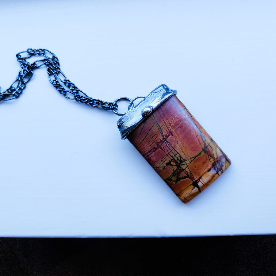 Large Autumn Colors Pendant Necklace, Red Creek Jasper