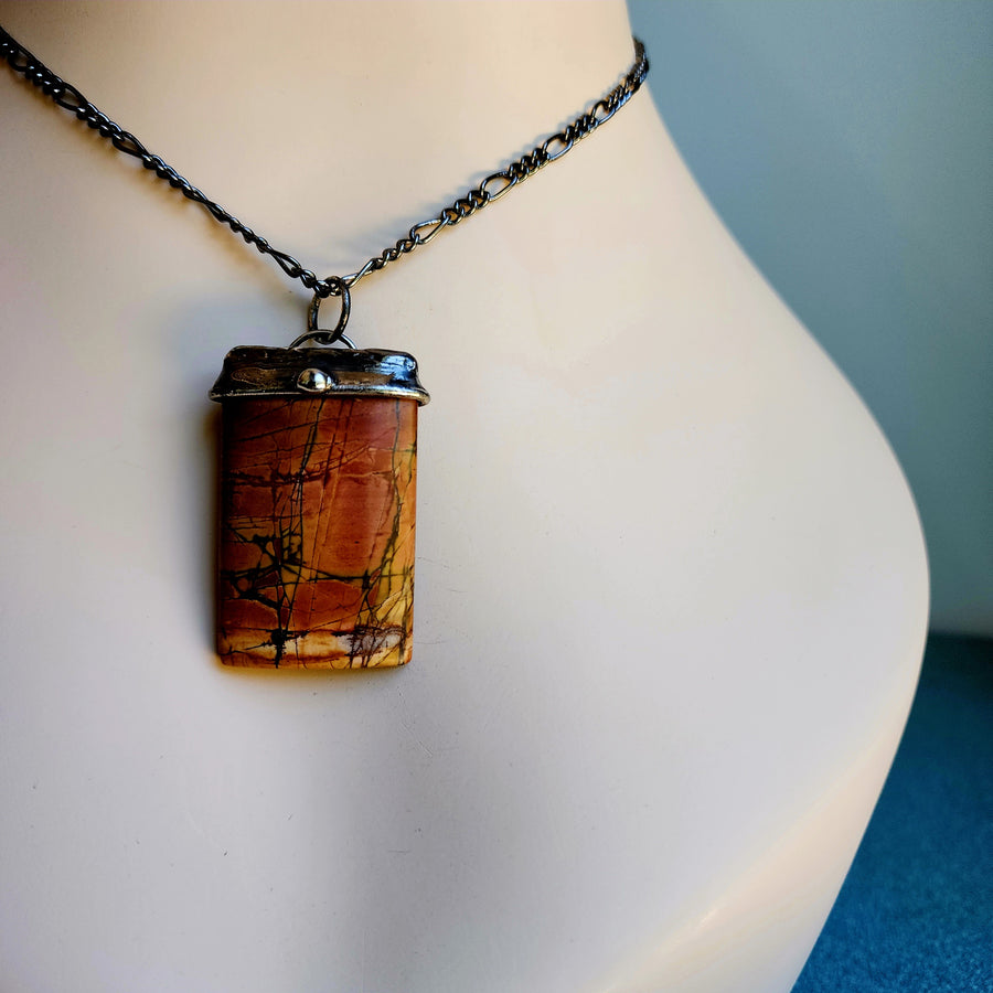 Large Autumn Colors Pendant Necklace, Red Creek Jasper