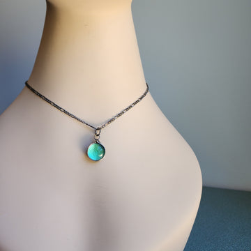 Blue Green Dichroic Dot Necklace