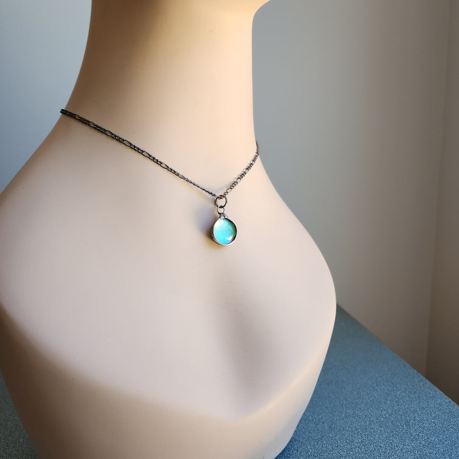 Blue Green Dichroic Dot Necklace