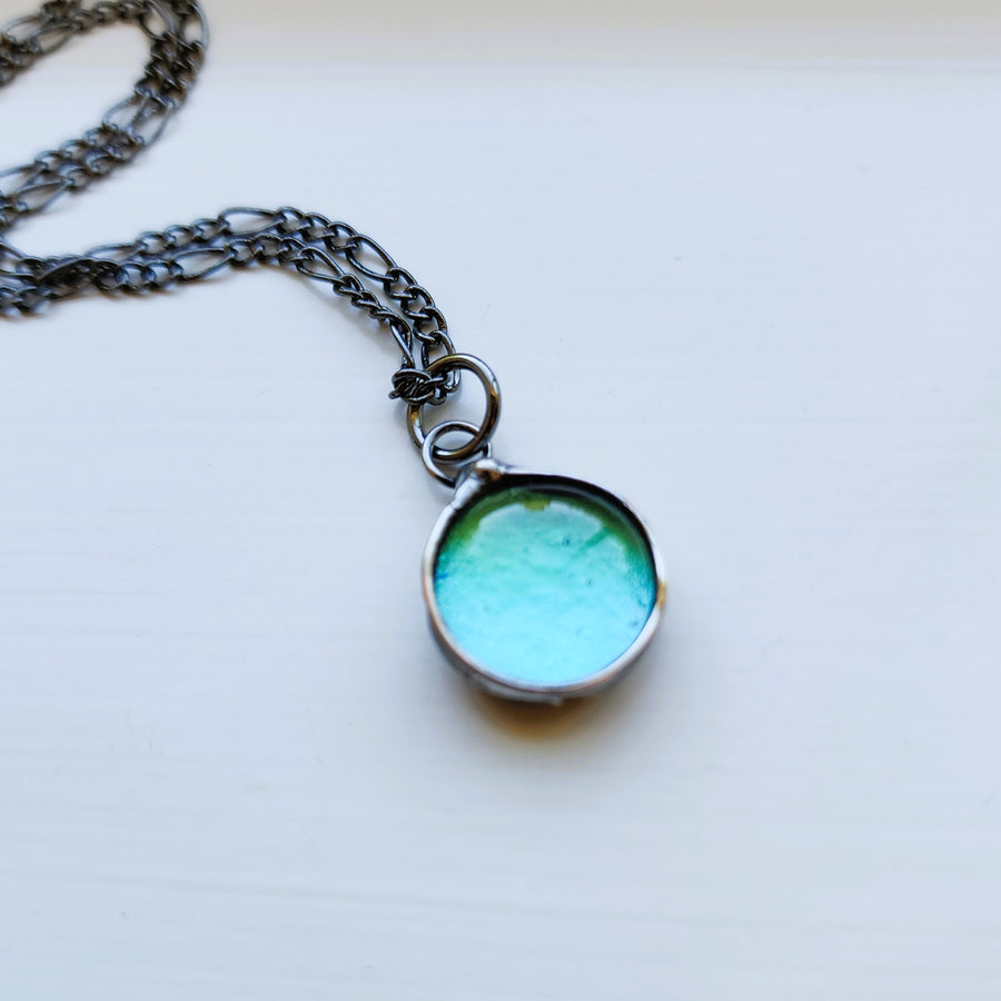 Blue Green Dichroic Dot Necklace