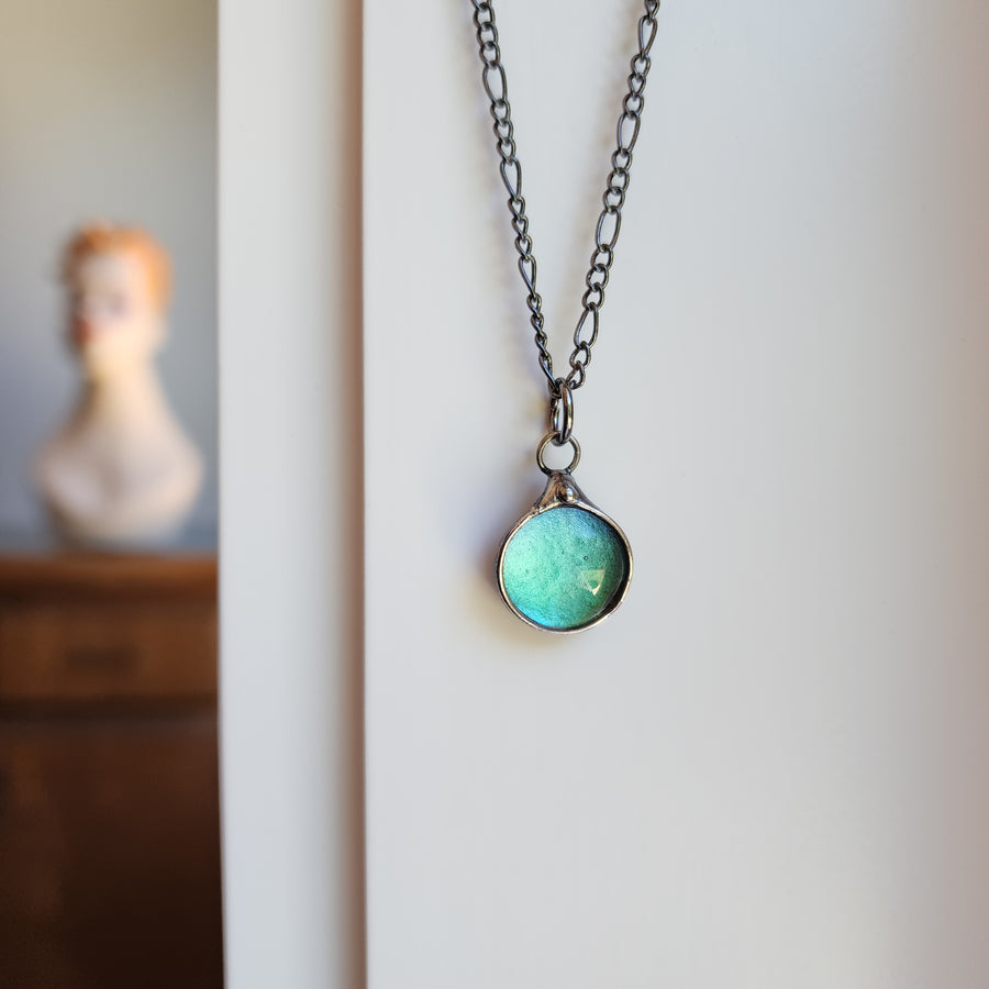 Blue Green Dichroic Dot Necklace