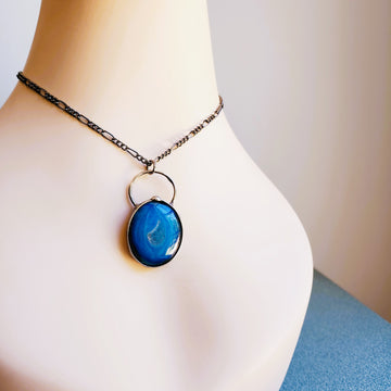 Blue Agate Druzy Pendant Necklace