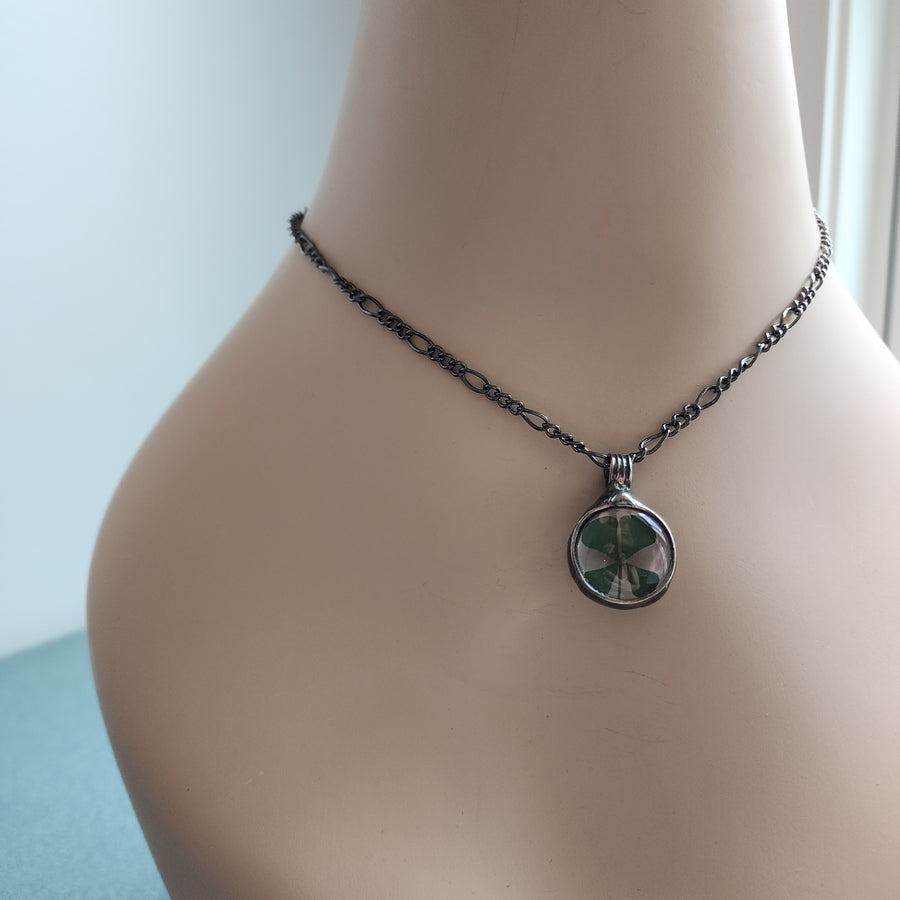 Small Four Leaf Clover in Glass Pendant