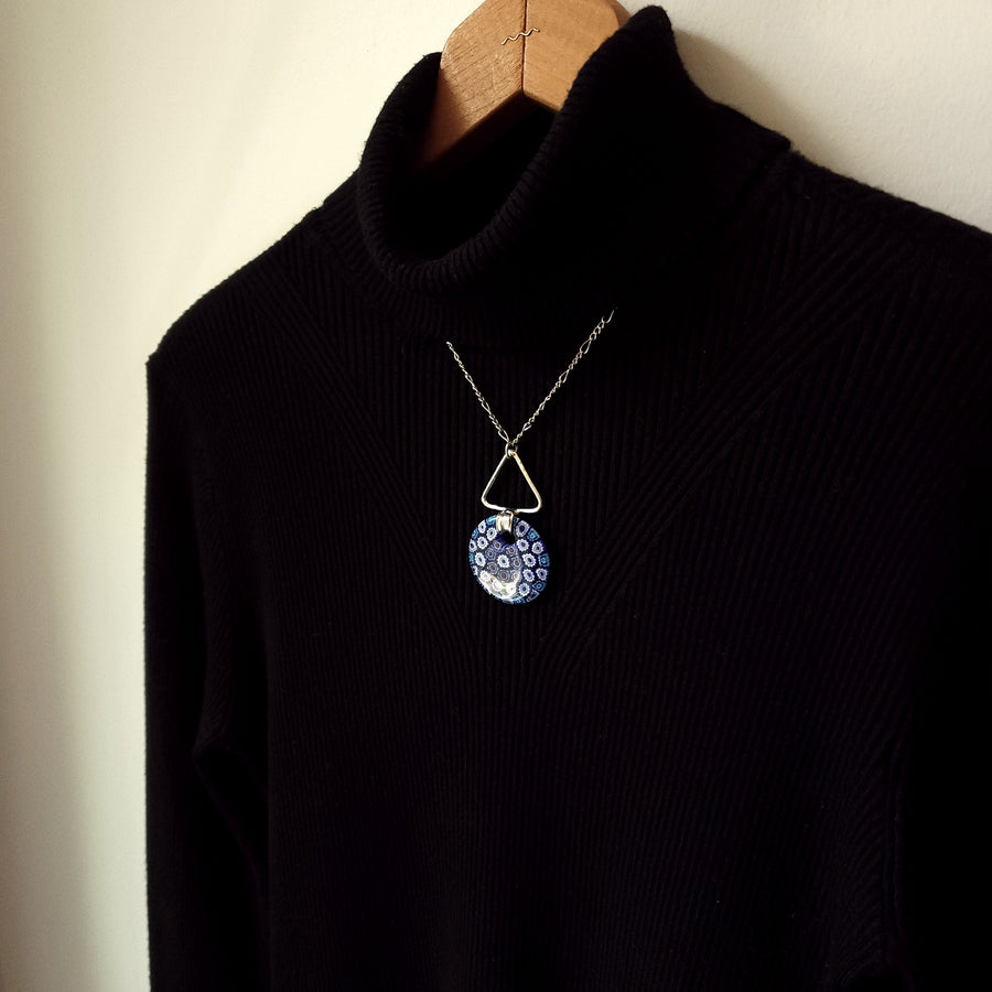 Unique Blue Glass Pendant Necklace