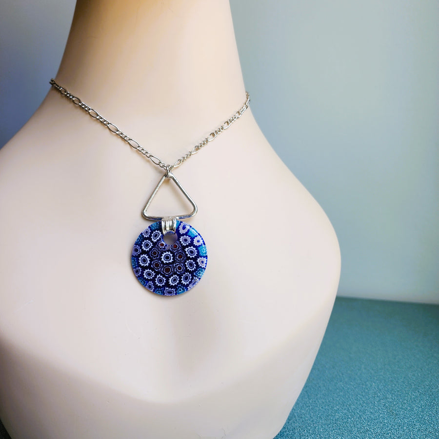 Unique Blue Glass Pendant Necklace