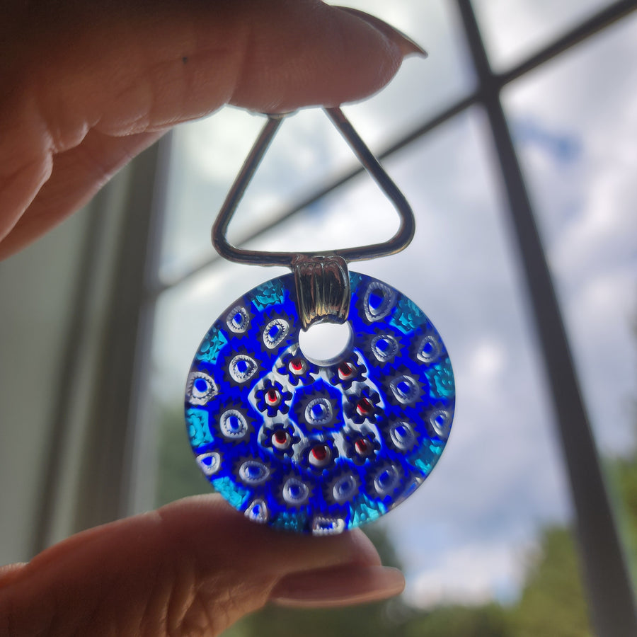 Unique Blue Glass Pendant Necklace