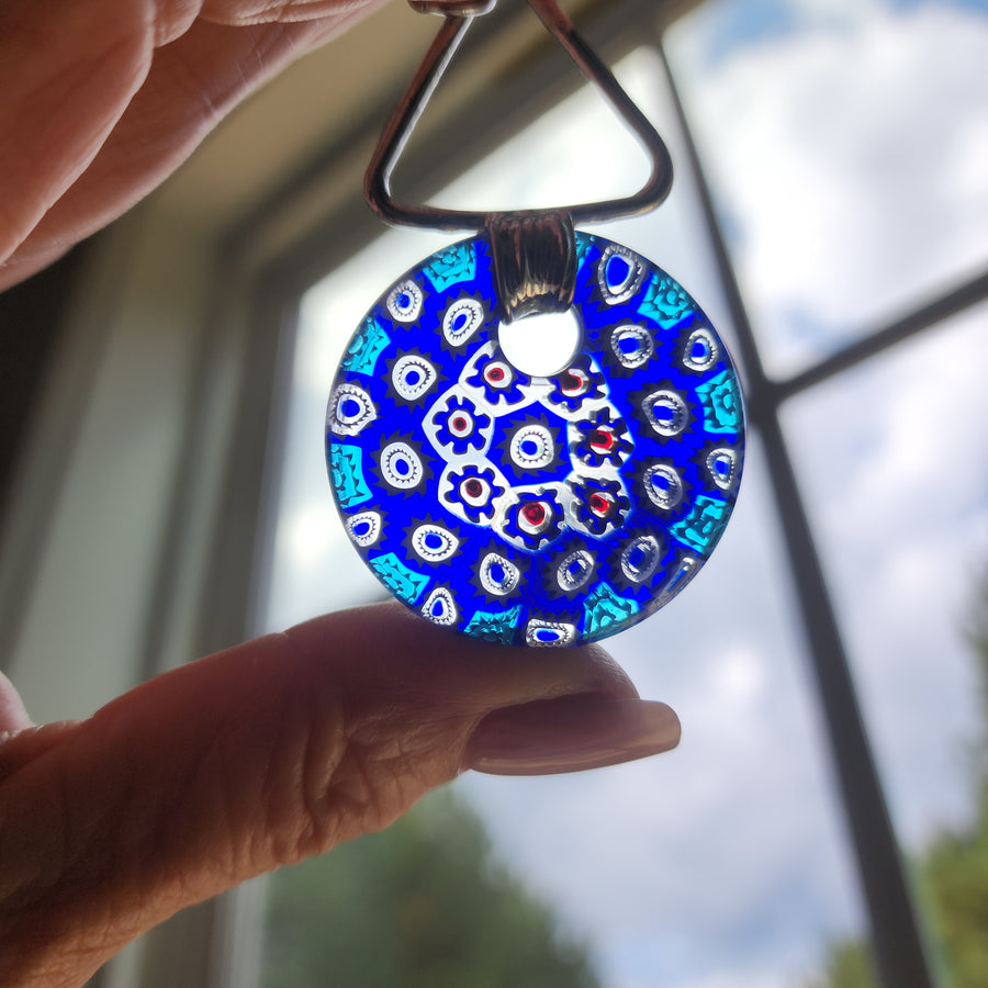 Unique Blue Glass Pendant Necklace