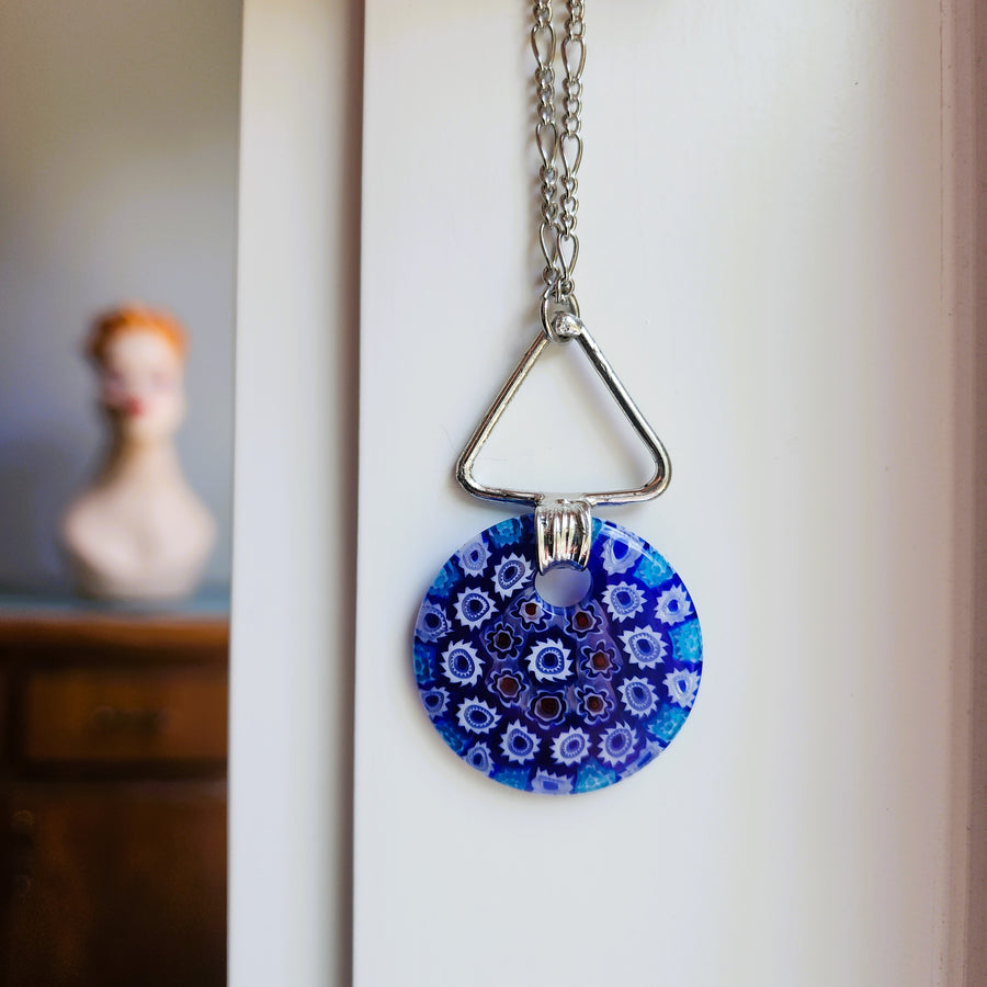 Unique Blue Glass Pendant Necklace