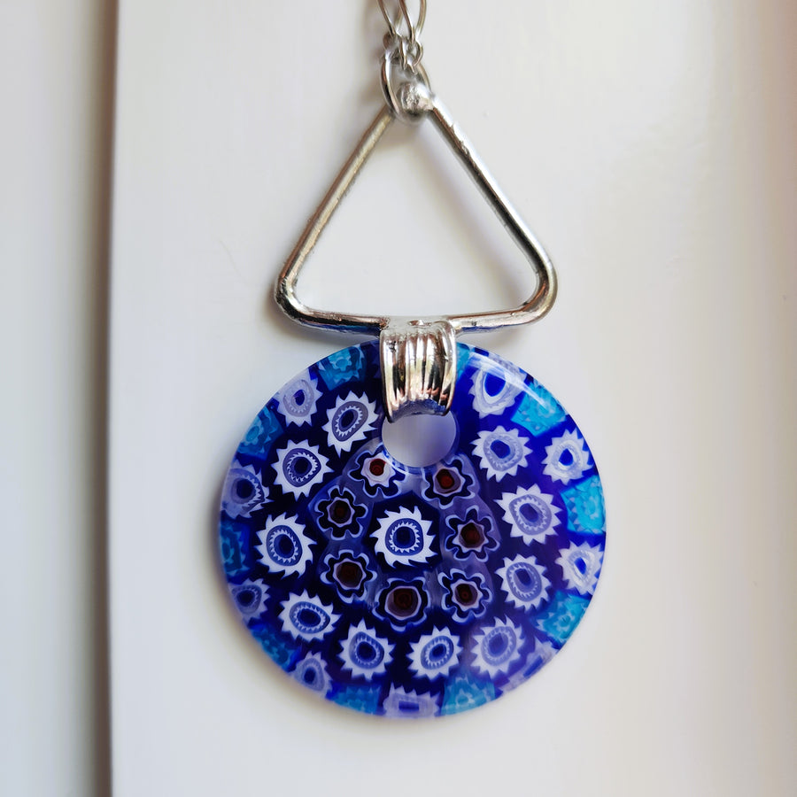 Unique Blue Glass Pendant Necklace