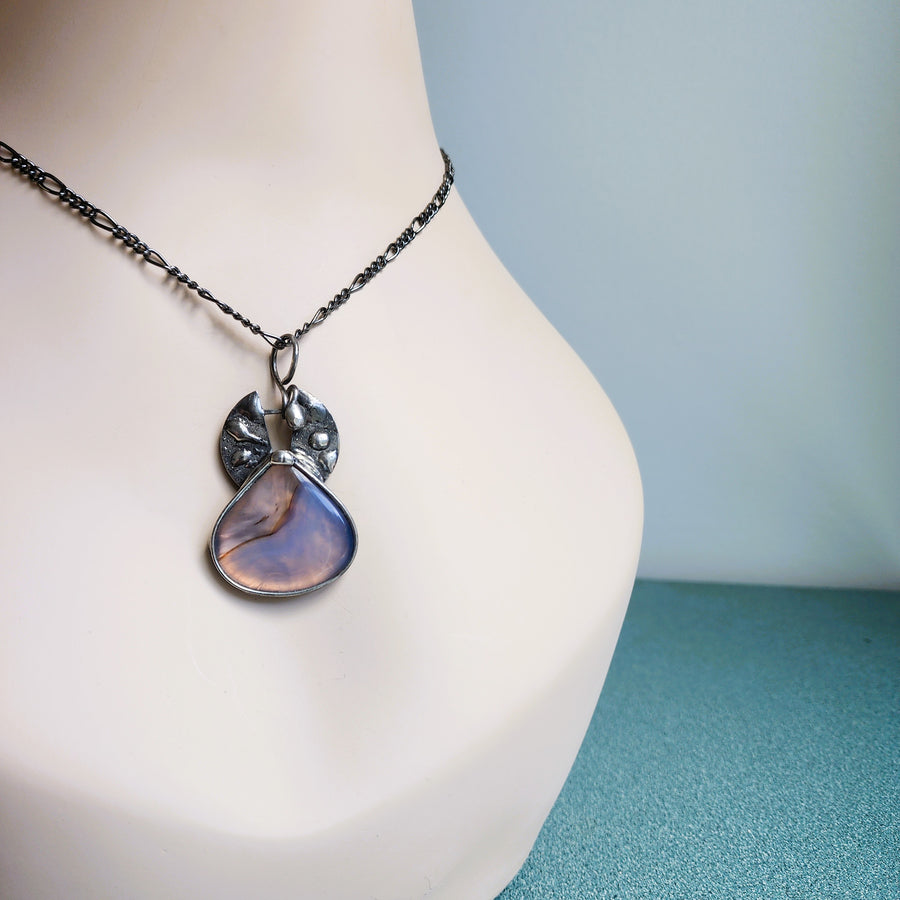 Pale Blue Chardonnay Gemstone Pendant Necklace