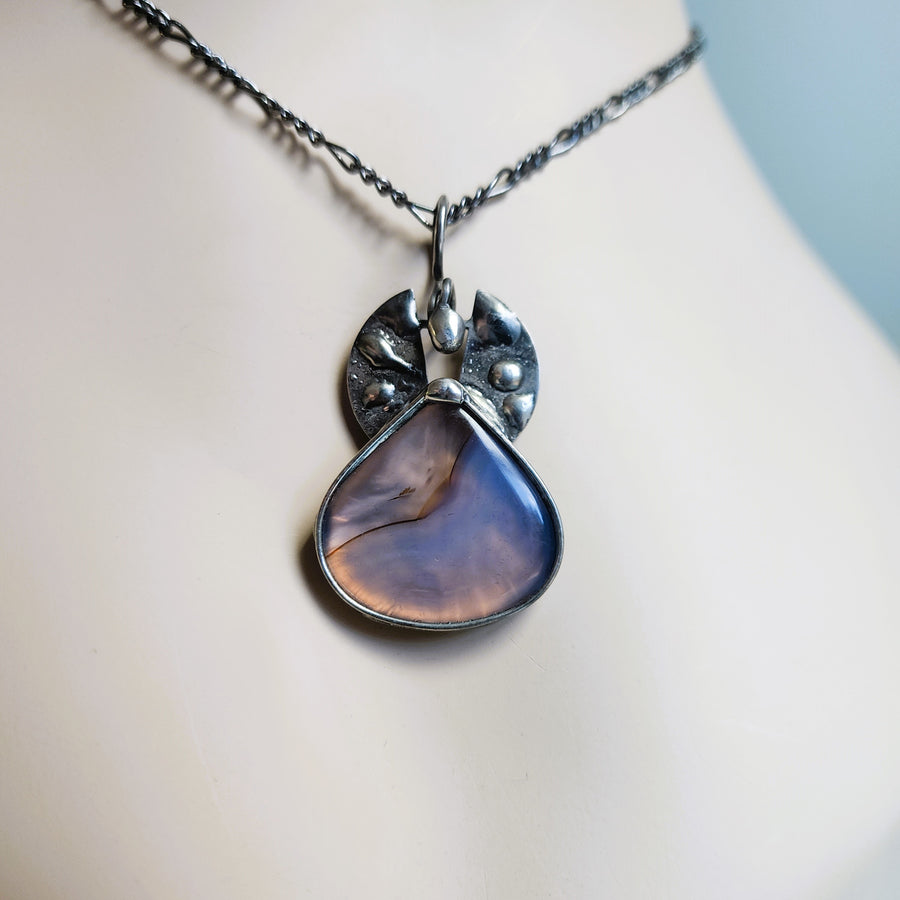 Pale Blue Chardonnay Gemstone Pendant Necklace