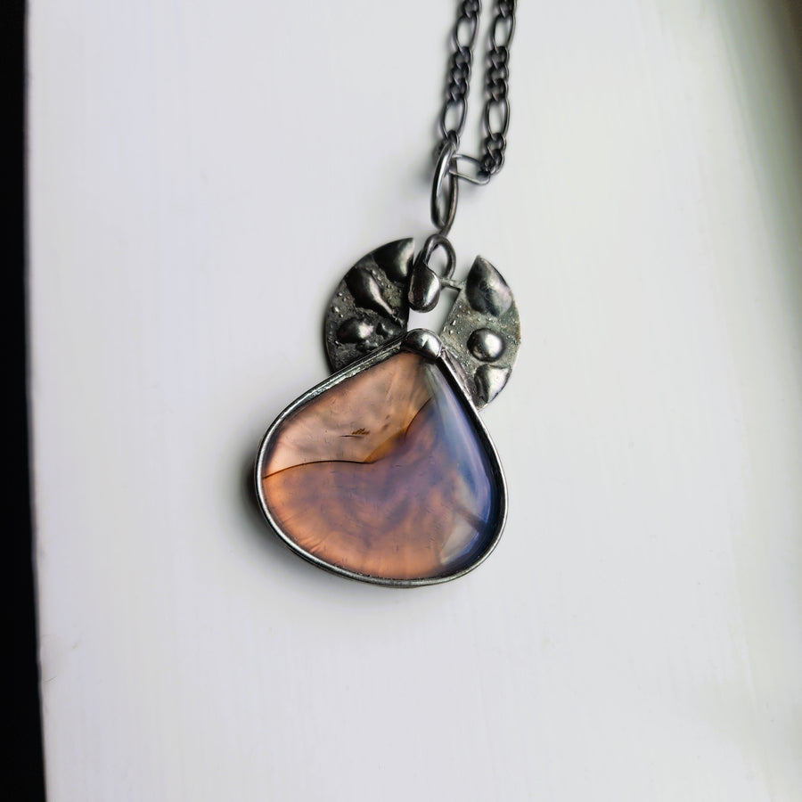 Pale Blue Chardonnay Gemstone Pendant Necklace