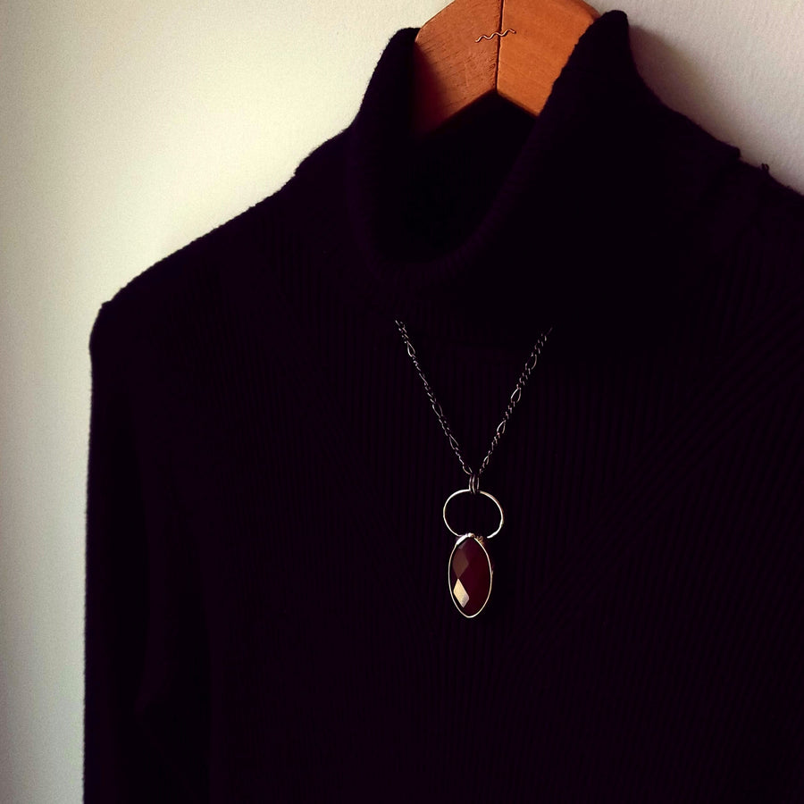 Beautiful Faceted Carnelian Pendant Necklace