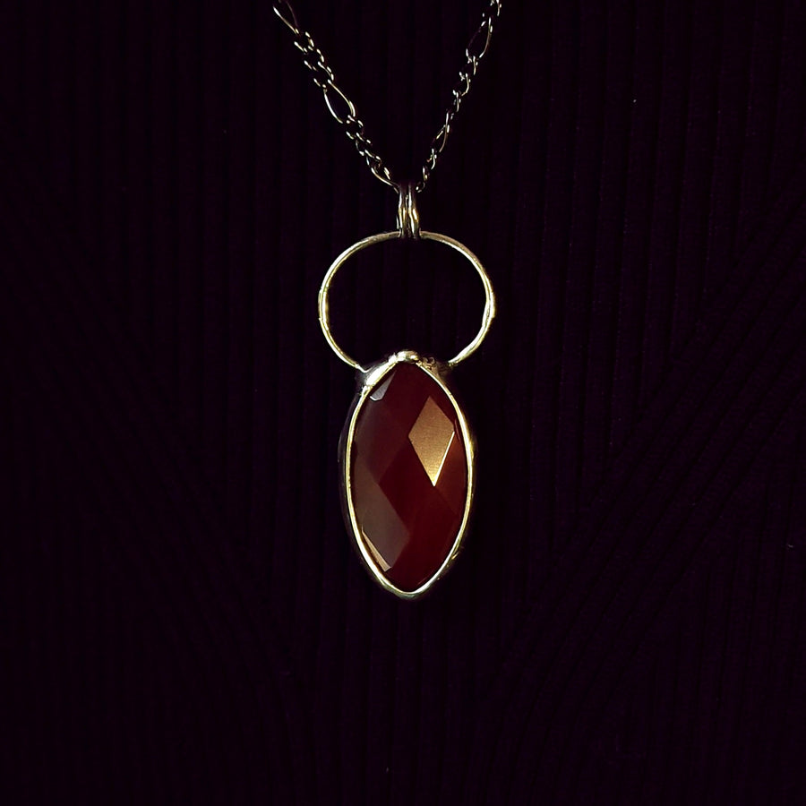 Beautiful Faceted Carnelian Pendant Necklace