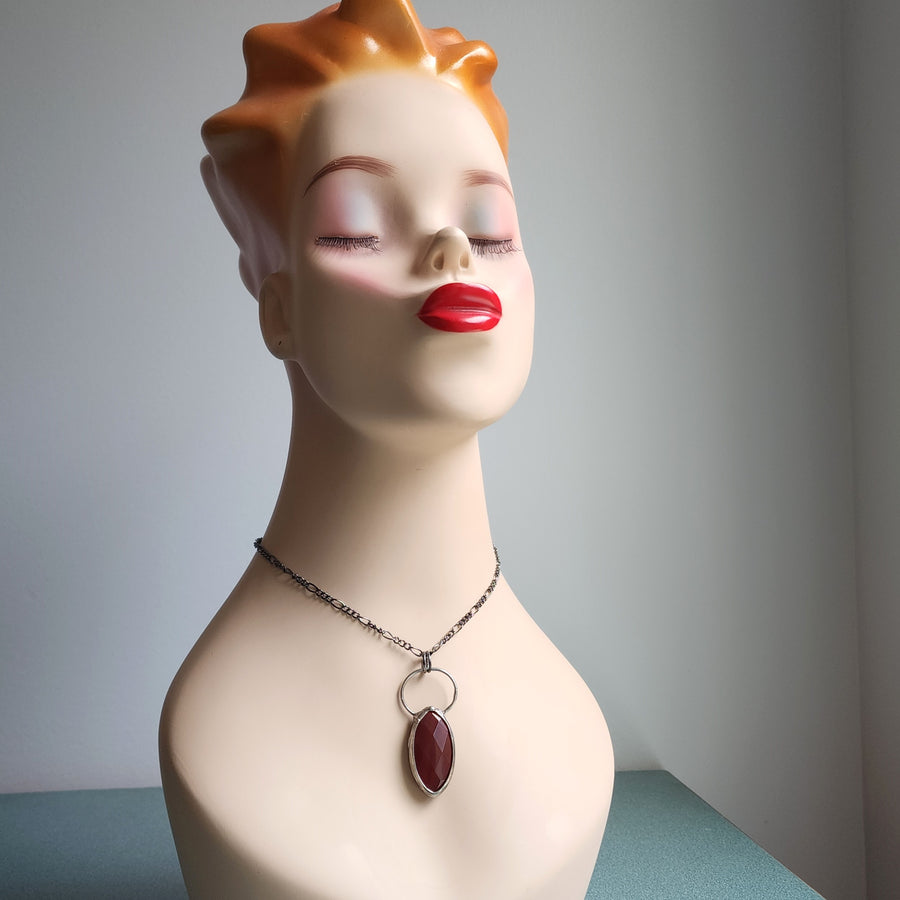 Beautiful Faceted Carnelian Pendant Necklace