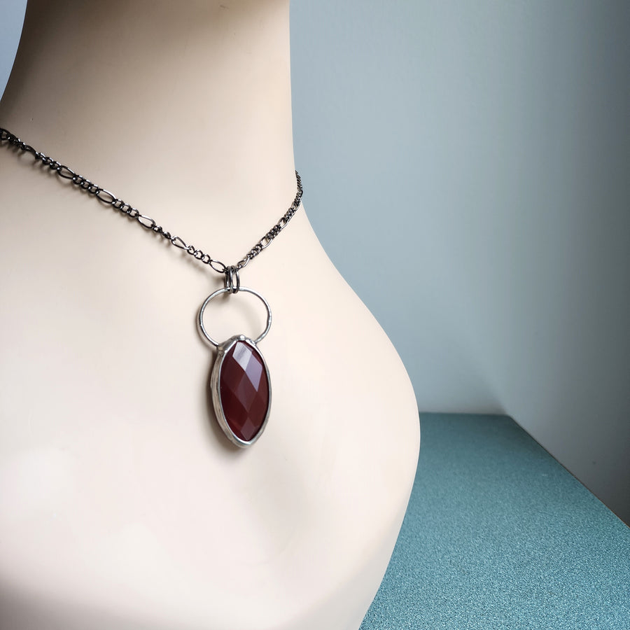 Beautiful Faceted Carnelian Pendant Necklace