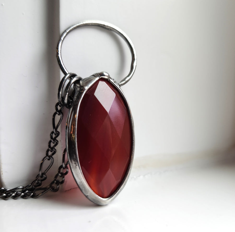 Beautiful Faceted Carnelian Pendant Necklace