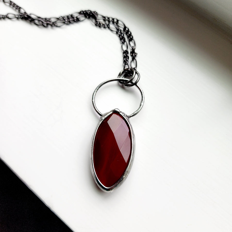 Beautiful Faceted Carnelian Pendant Necklace