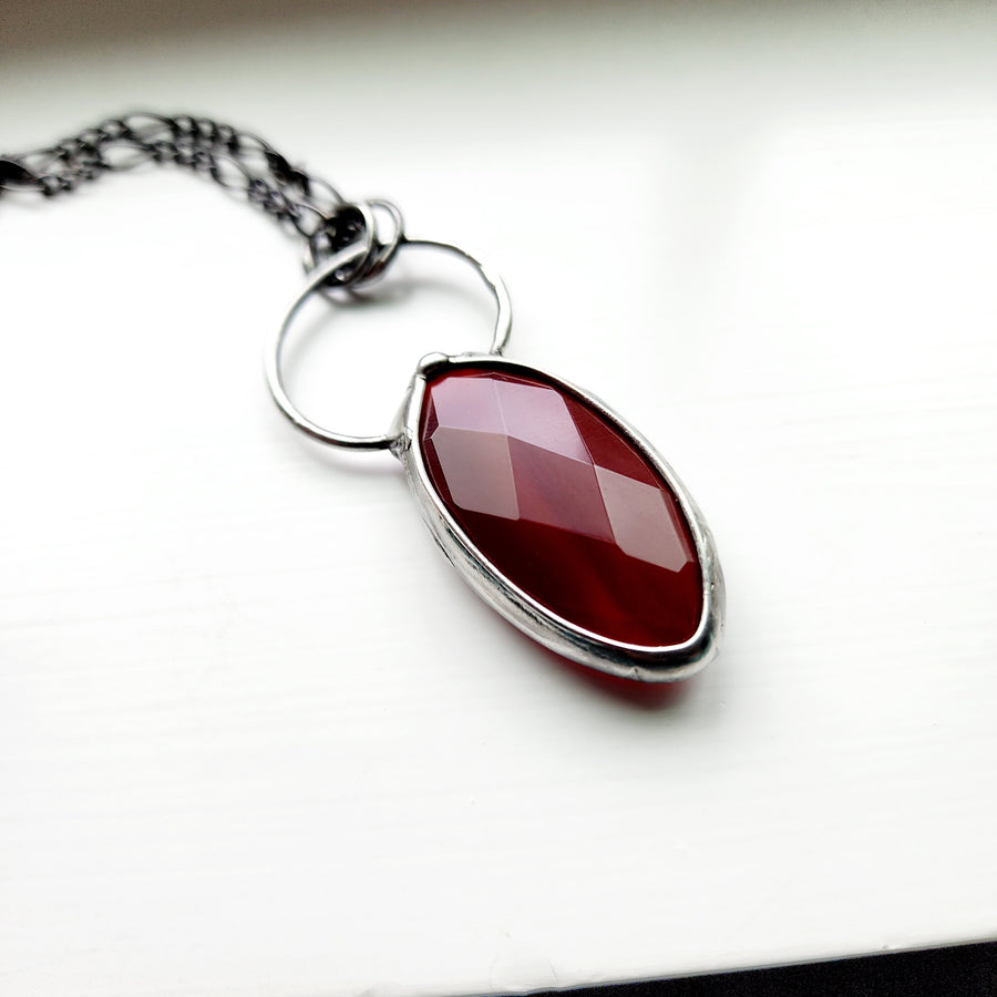 Beautiful Faceted Carnelian Pendant Necklace