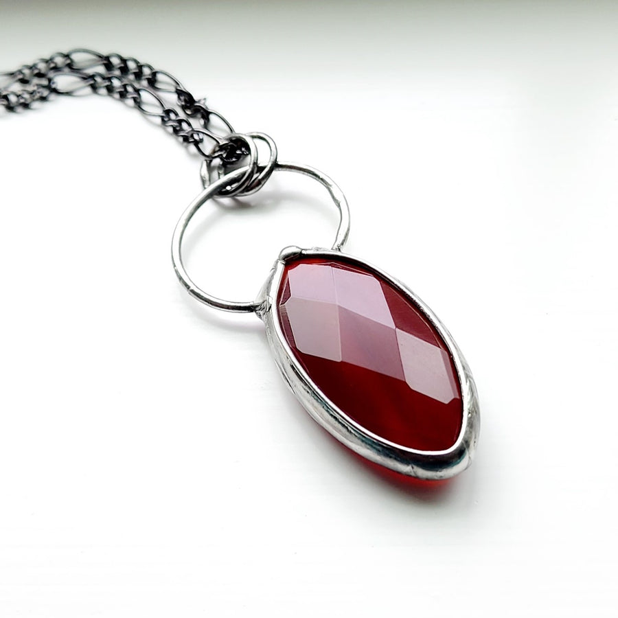 Beautiful Faceted Carnelian Pendant Necklace