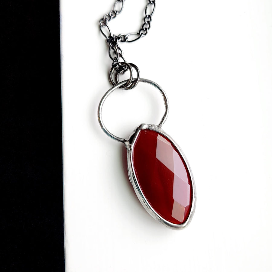 Beautiful Faceted Carnelian Pendant Necklace