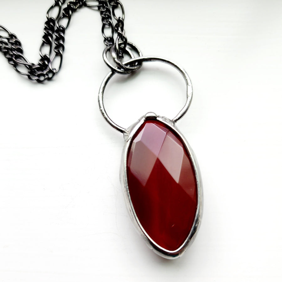 Beautiful Faceted Carnelian Pendant Necklace