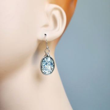 Icy Blue Glass Opal Earrings