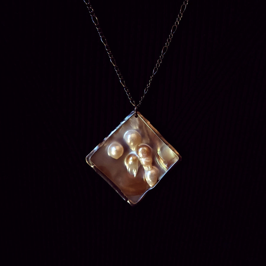 Large Mother of Pearl Statement Pendant Necklace