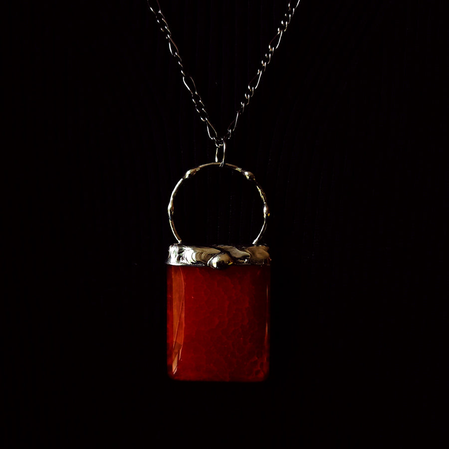 Red Dragon Vein Agate Pendant Necklace