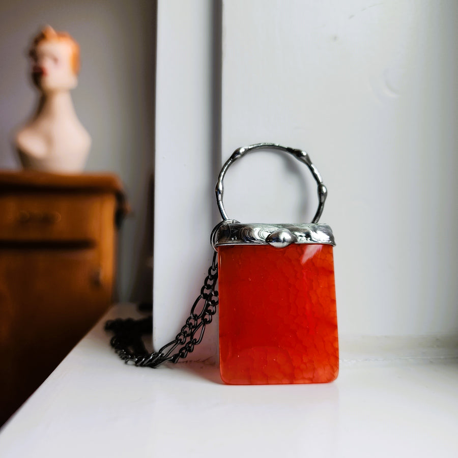 Red Dragon Vein Agate Pendant Necklace