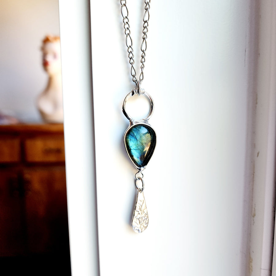 Labradorite Dangle Charm Necklace - SOLD