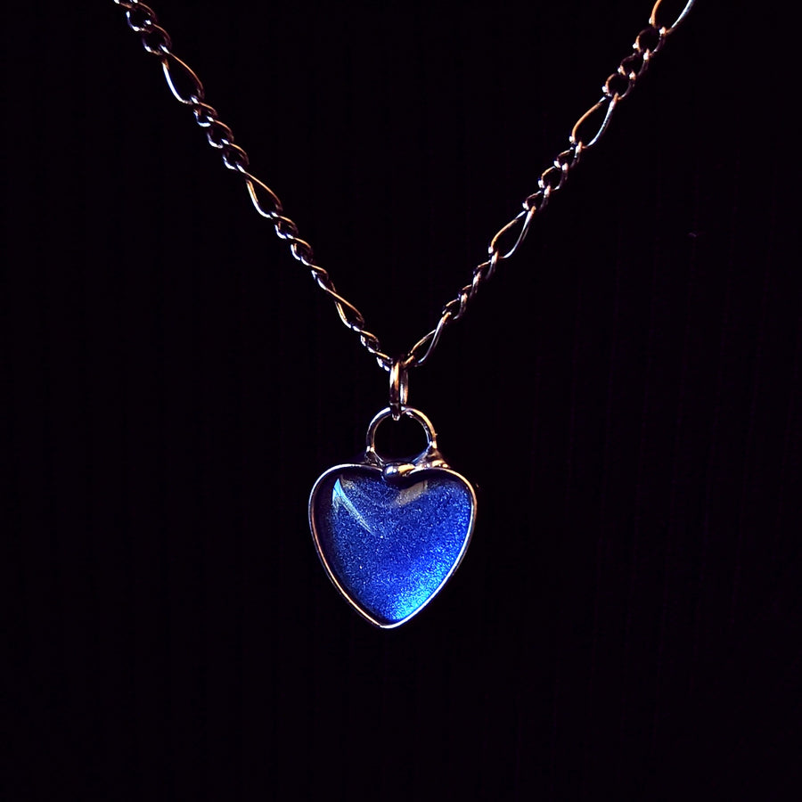 Blue Heart Pendant, Small and Minimalist Necklace