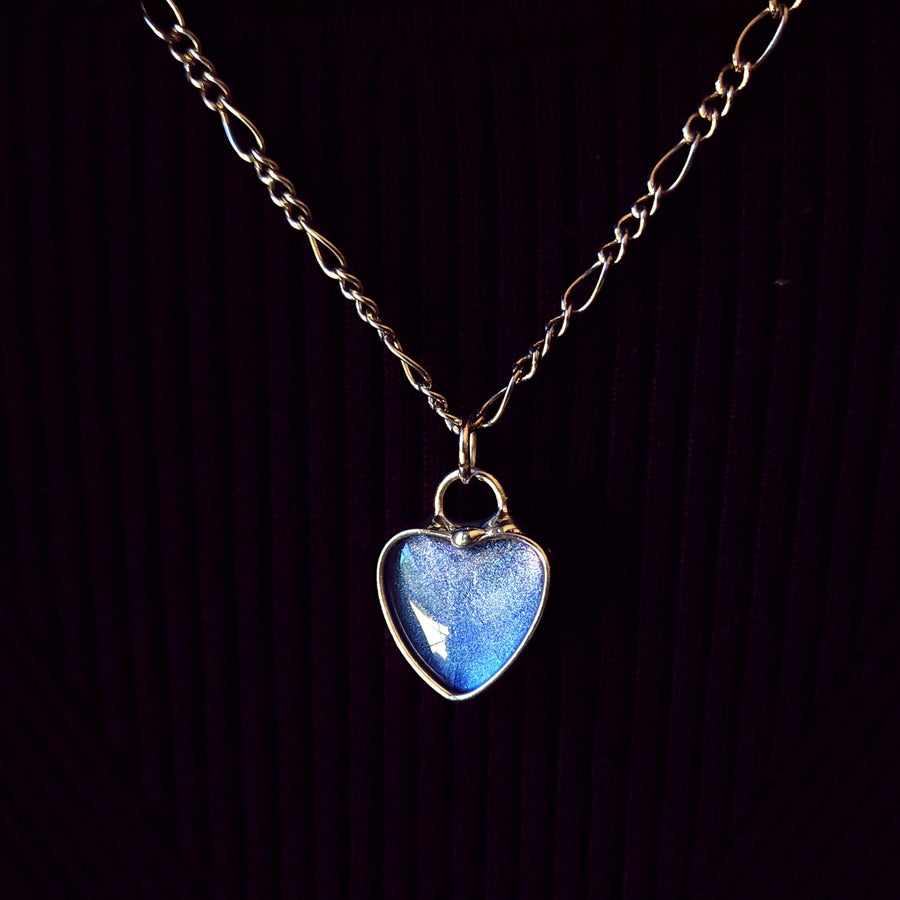 Blue Heart Pendant, Small and Minimalist Necklace