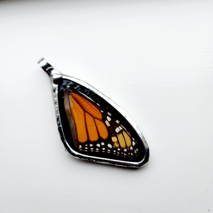 Real Butterfly Wing Stained Glass Pendant Necklace