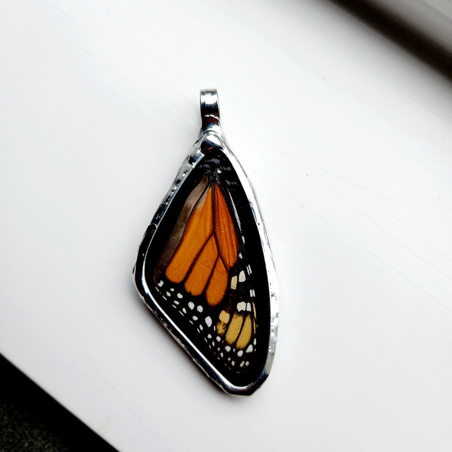 Real Butterfly Wing Stained Glass Pendant Necklace