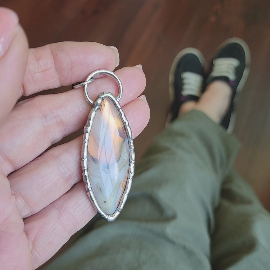 Large Copper and Agate Pendant