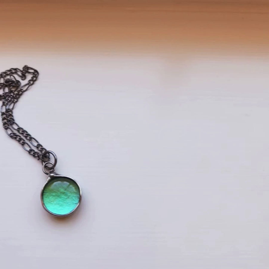 Blue Green Dichroic Dot Necklace