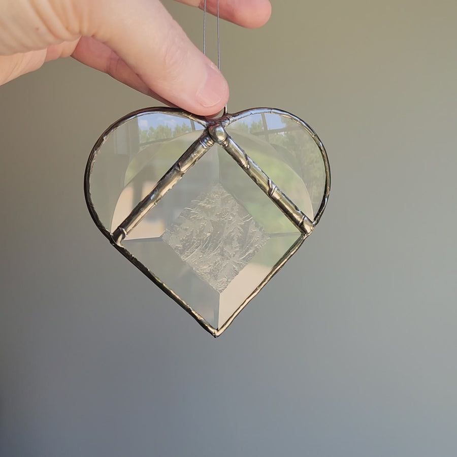 Stained Glass Heart Sun Catcher