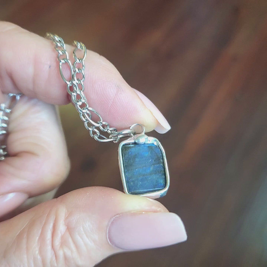 Small, Cobalt Blue Labradorite Nugget Pendant