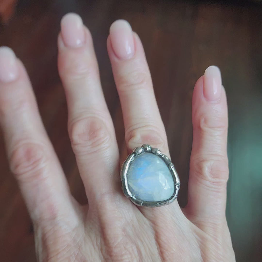 Organic, Chunky Moonstone Ring, Adjustable 7-9 - SOLD